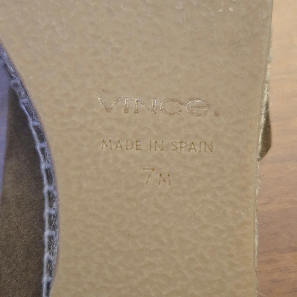Vince Linton Suede Espadrille Slingback Sandals Olive Wood 7M Neutral Minimalist